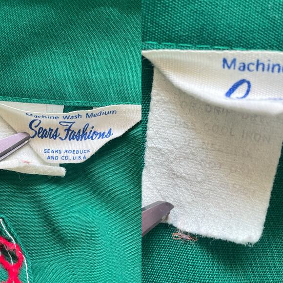 Vintage 60s 70s Sears Green Dagger Collar Top / Sz S / Folk Retro Boho Hippie - Picture 8 of 8